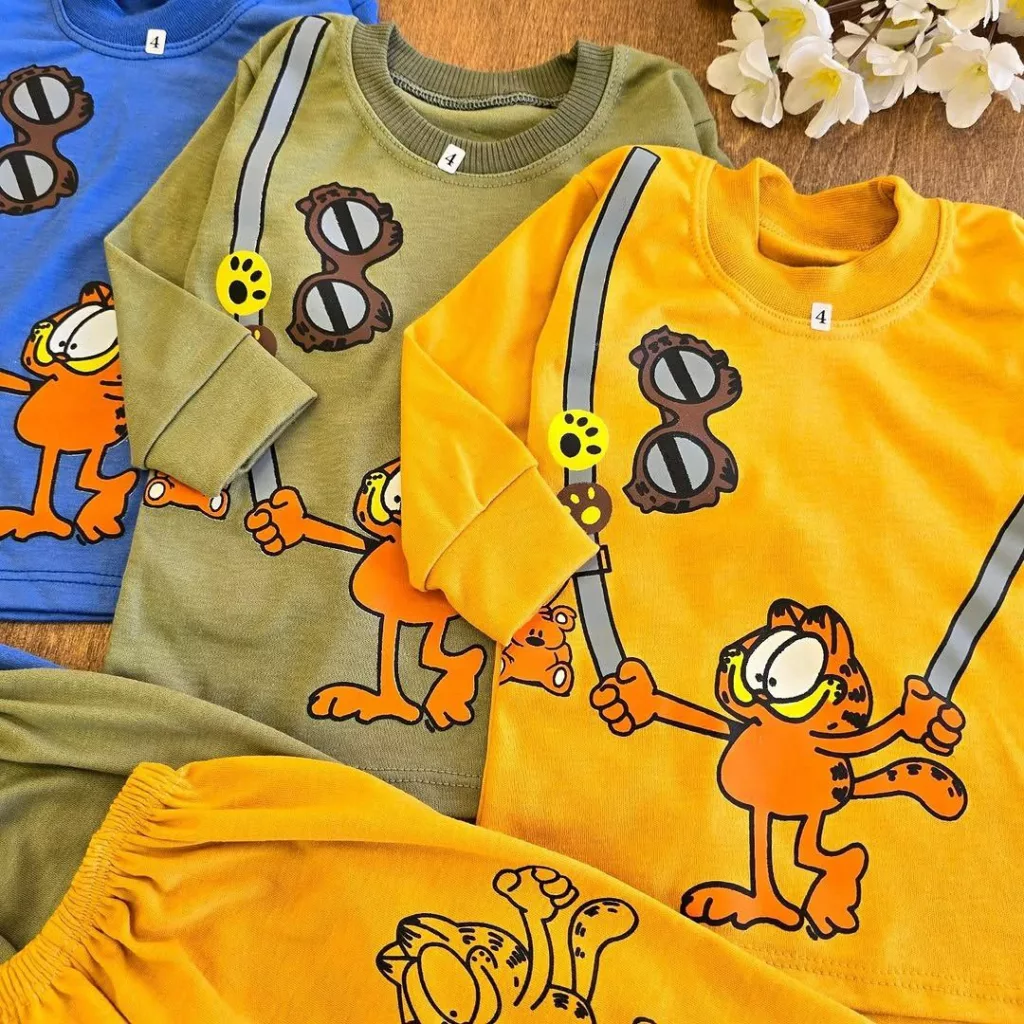 بلوز شلوار گارفیلد کمربندی سایز ۴ تا ۶ کد ۵۱۸۱