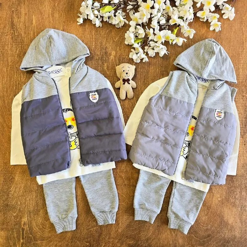 سه تکه بلوز شلوار پافر طرح میکی موس سایز ۲،۳ کد ۵۱۲۰