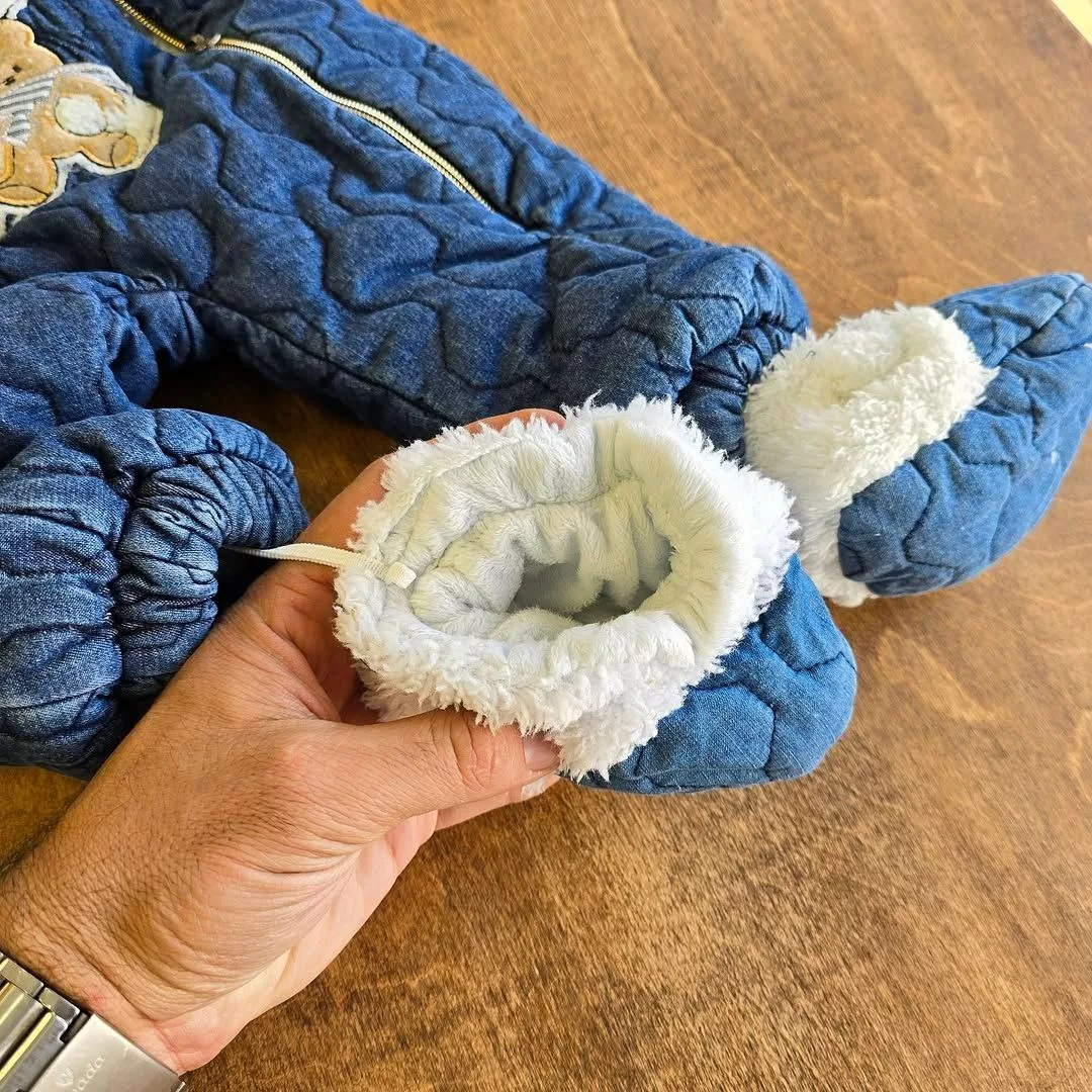 کاپشن سرهمی لی پاپوش دار طرح خرس کد ۵۱۹۴