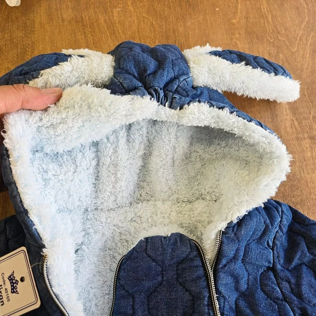 کاپشن سرهمی لی پاپوش دار طرح خرس کد ۵۱۹۴