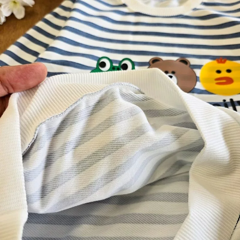 بلوز شلوار راه راه خرس جوجه قورباغه سایز ۴۵،۵۰ کد ۵۱۴۳