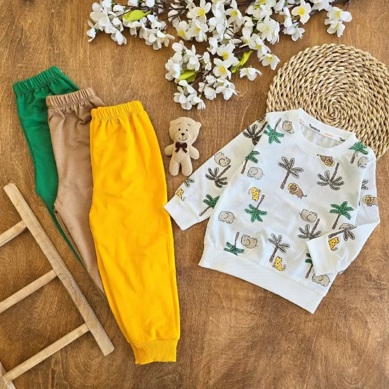 بلوز شلوار بیسکویتی نخل سایز ۳۵ تا ۵۰ کد ۵۱۵۳