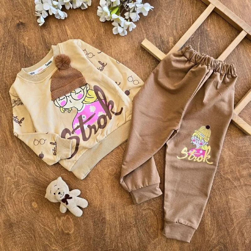 بلوز شلوار دختر کلاه بافتنی سایز ۳۵،۴۰ کد ۵۱۷۷