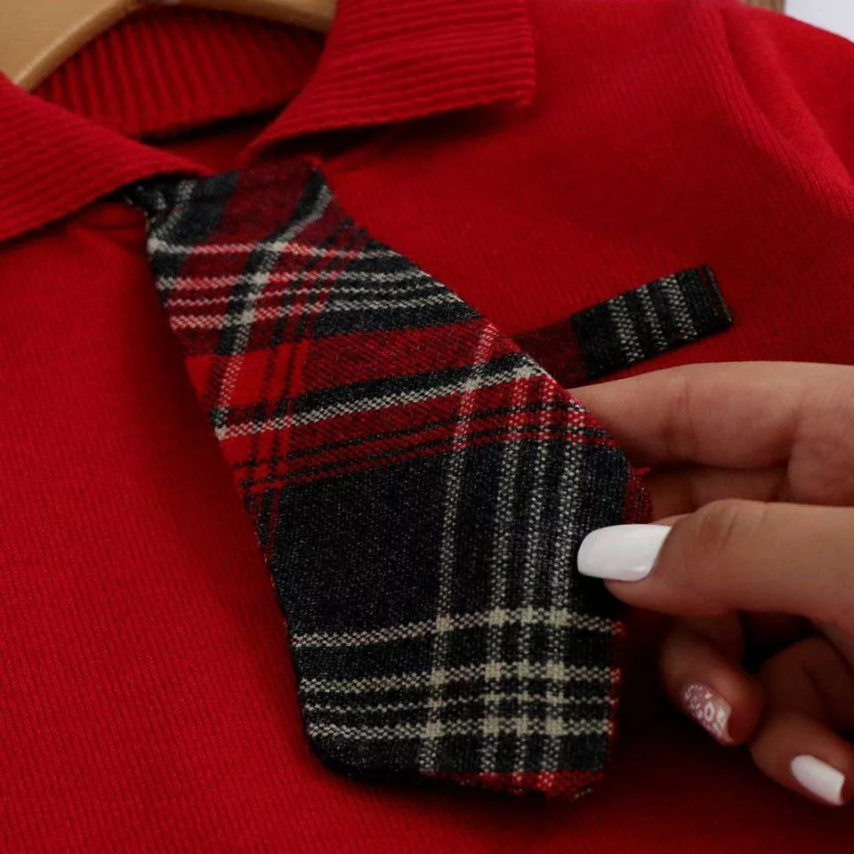 بلوز بافت یقه دار کراواتی سایز ۳۵ تا ۴۵ کد ۵۰۹۶