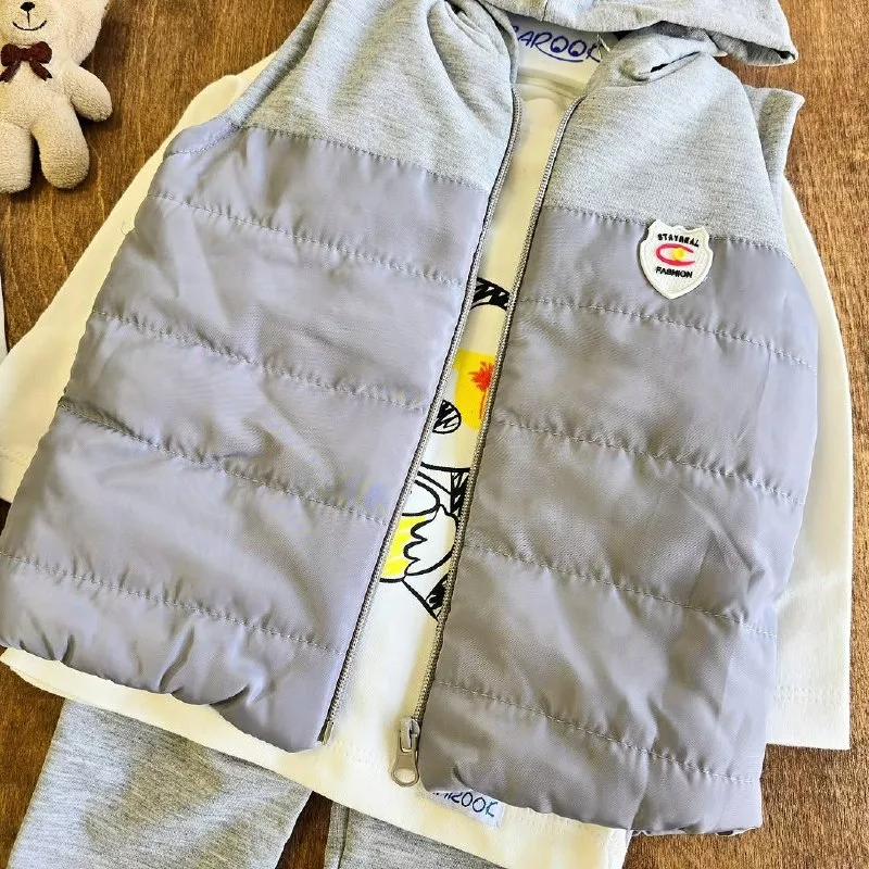 سه تکه بلوز شلوار پافر طرح میکی موس سایز ۲،۳ کد ۵۱۲۰