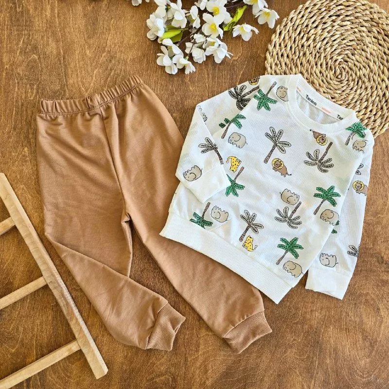 بلوز شلوار بیسکویتی نخل سایز ۳۵ تا ۵۰ کد ۵۱۵۳