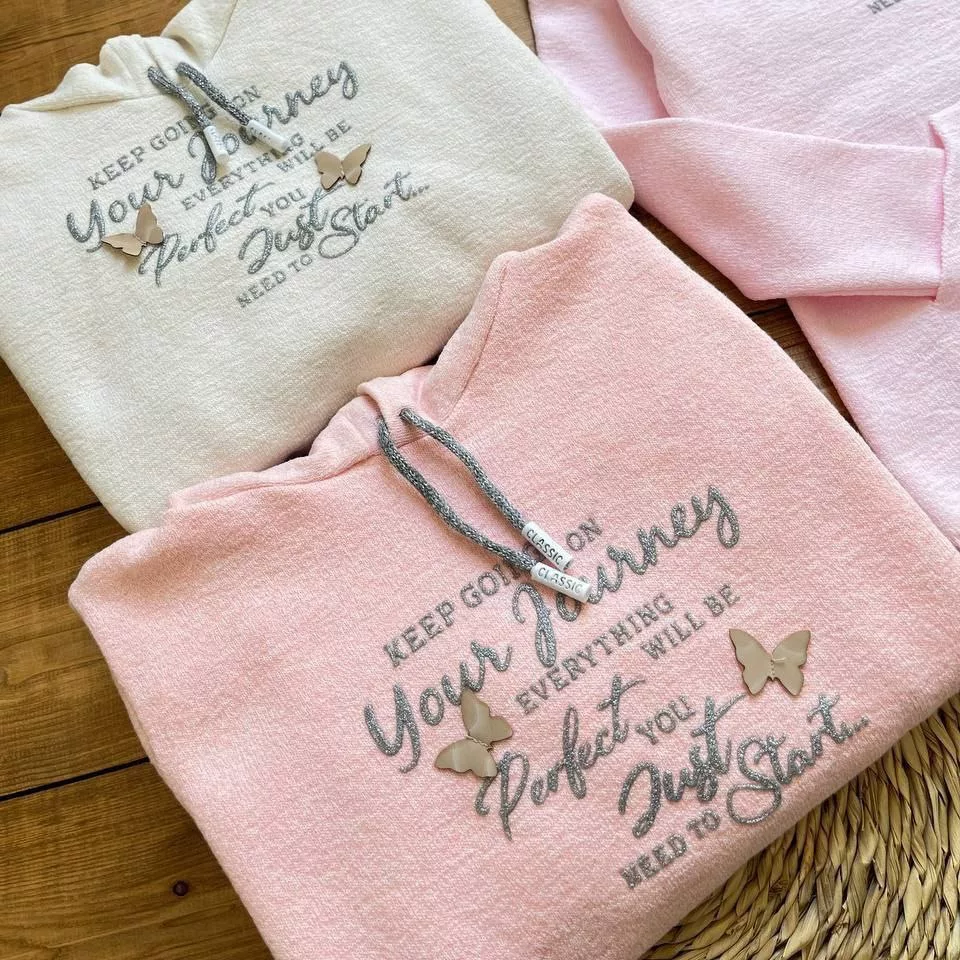 هودی بافت گپ دخترانه دو پروانه سایز ۳۵ تا ۵۰ کد ۵۱۱۷