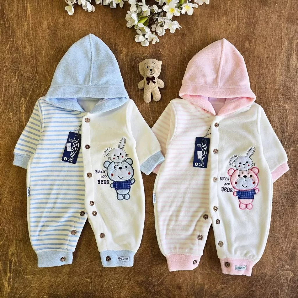 سرهمی فوتر خرس و خرگوش راه راه سایز ۱،۲ کد ۵۱۹۱