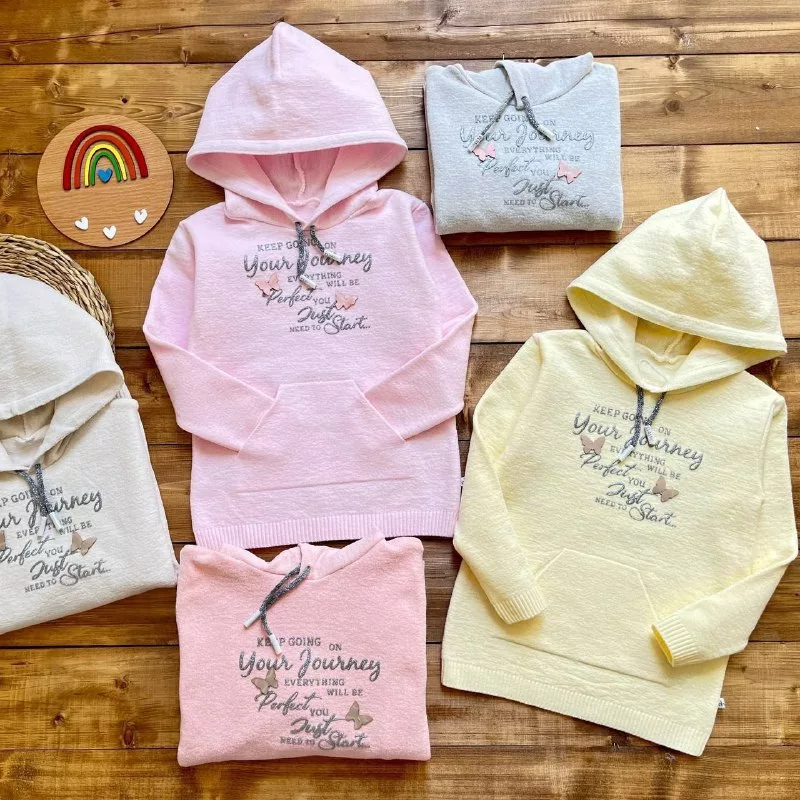 هودی بافت گپ دخترانه دو پروانه سایز ۳۵ تا ۵۰ کد ۵۱۱۷