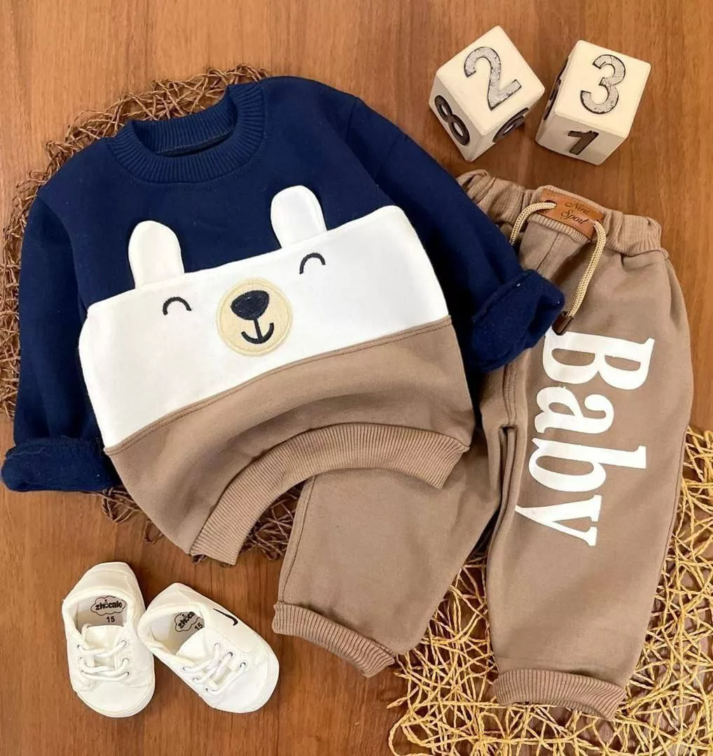 بلوز شلوار توکرکی خرس گوش دار سایز ۱ تا ۳ کد ۵۱۴۰