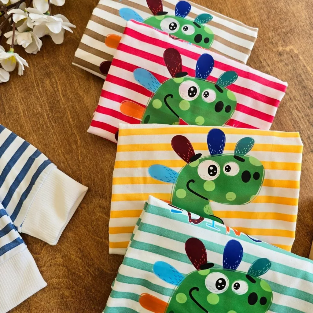 بلوز شلوار راه راه دایناسور دینو Dino سایز ۳۰ تا ۴۵ کد ۵۱۸۸