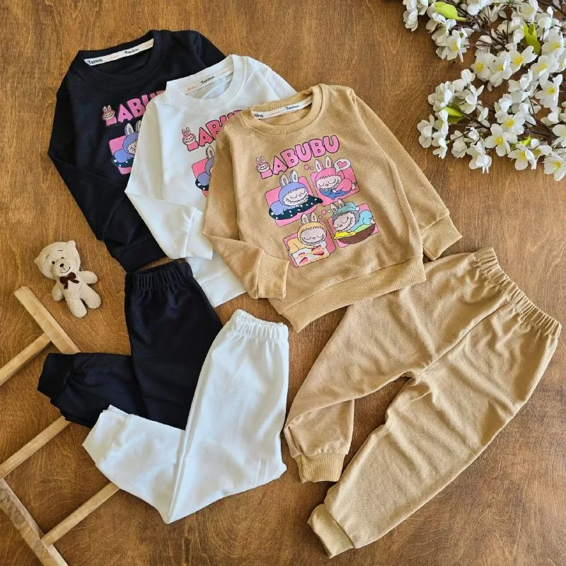 بلوز شلوار بیسکویتی لبوبوی خوابالو سایز ۳۵ تا ۵۰ کد ۵۱۸۹