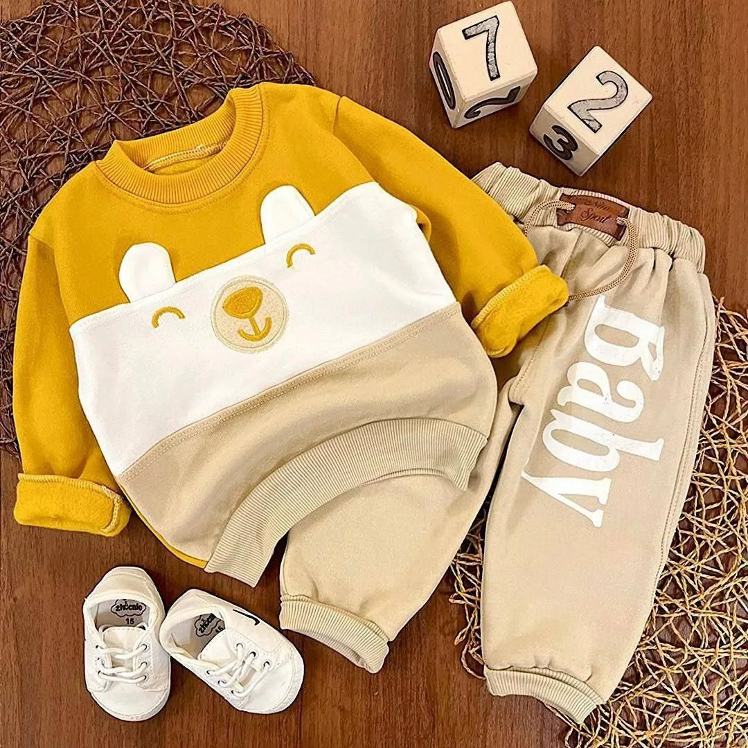 بلوز شلوار توکرکی خرس گوش دار سایز ۱ تا ۳ کد ۵۱۴۰