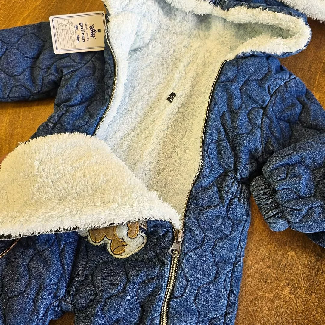 کاپشن سرهمی لی پاپوش دار طرح خرس کد ۵۱۹۴