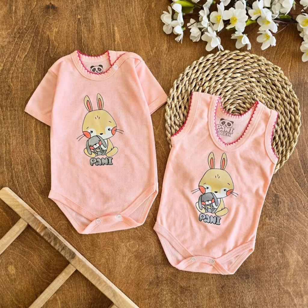 بادی رکابی و آستین کوتاه خرگوش و عروسک سایز ۱ تا ۶ کد ۵۰۹۵