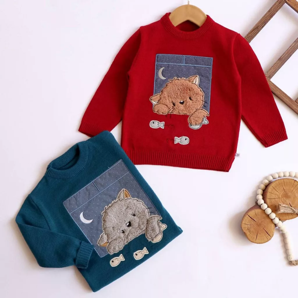 بلوز بافت گپ گربه و ماهی سایز ۳۵ تا ۵۰ کد ۵۱۱۶