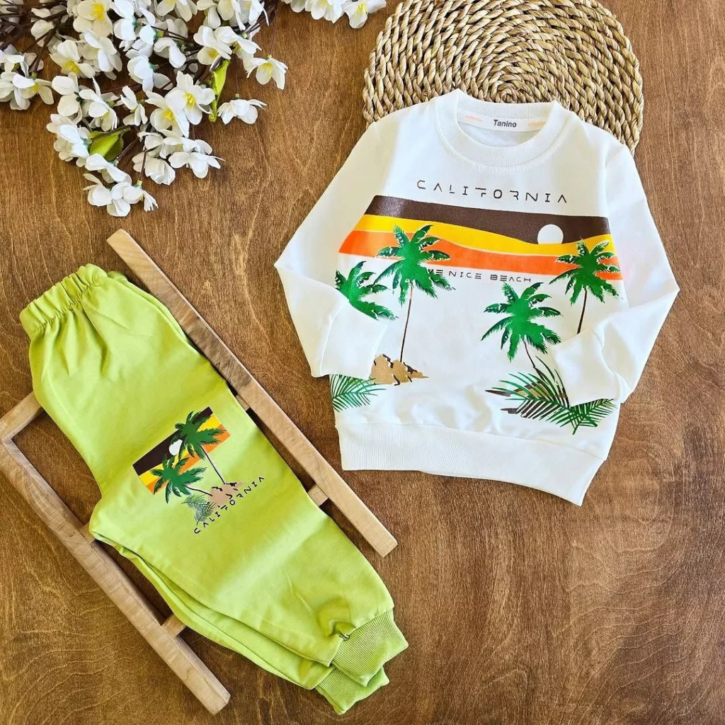 بلوز شلوار طرح نخل سایز 35 تا 50 کد ۵۱۳۴