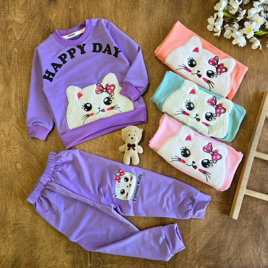 بلوز شلوار گربه پشمالو happy day سایز ۳۵ تا ۵۰ کد ۵۱۵۹
