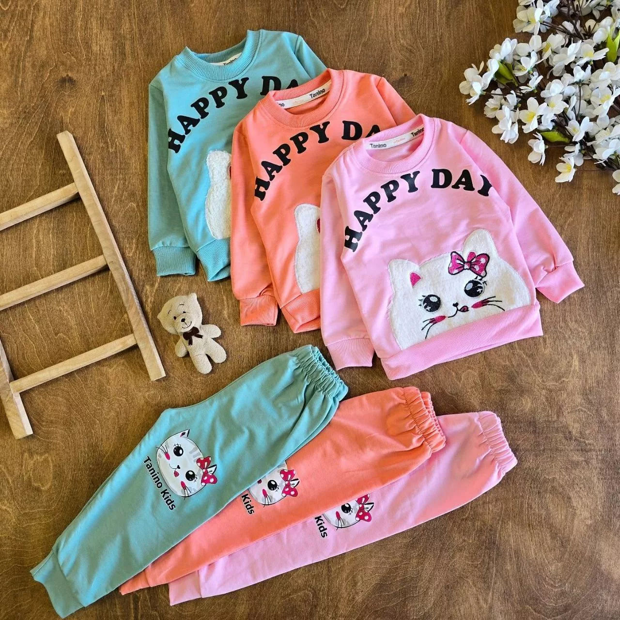 بلوز شلوار گربه پشمالو happy day سایز ۳۵ تا ۵۰ کد ۵۱۵۹