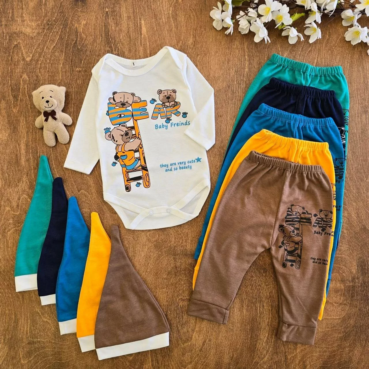 ست ۳ تکه بادی شلوار خرس و نردبان کد ۵۱۷۳