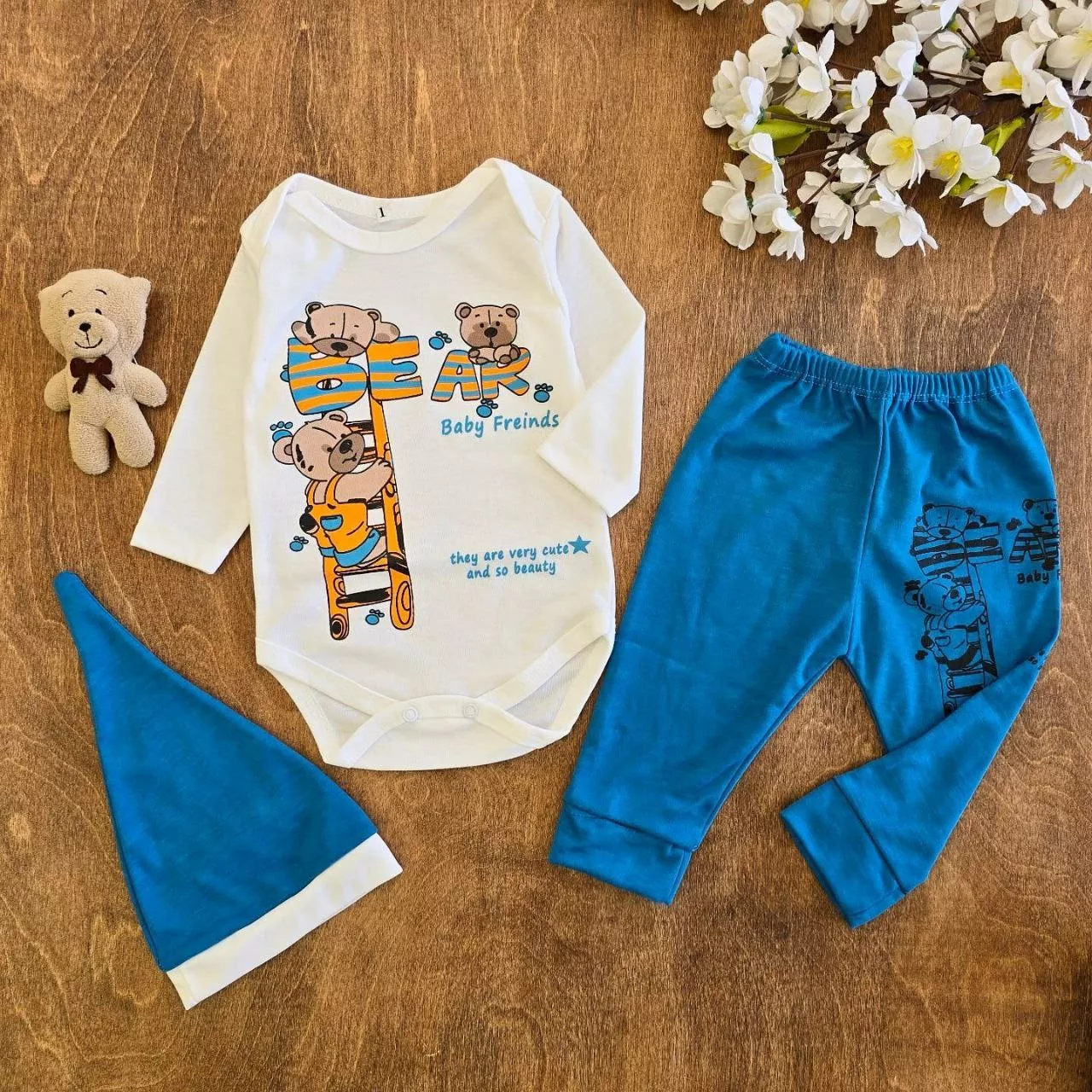 ست ۳ تکه بادی شلوار خرس و نردبان کد ۵۱۷۳