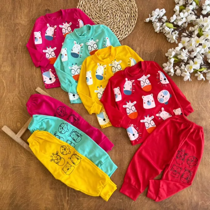 بلوز شلوار زرافه عینکی و حیوانات (ایراددار) کد ۵۲۰۵-1