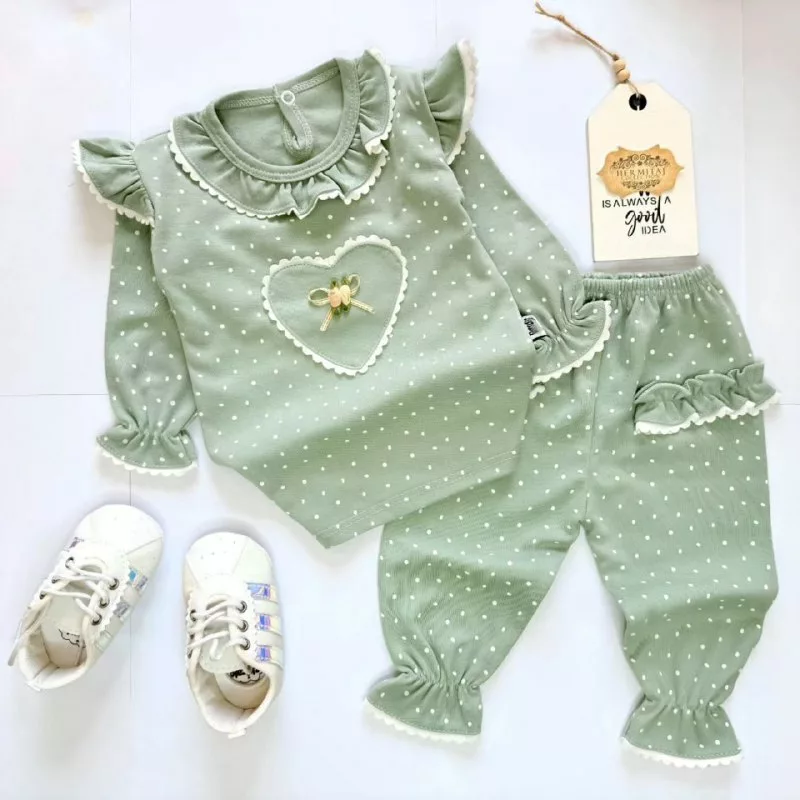 بلوز شلوار سبز پرنسس سایز ۱ تا ۵ کد ۵۲۰۱