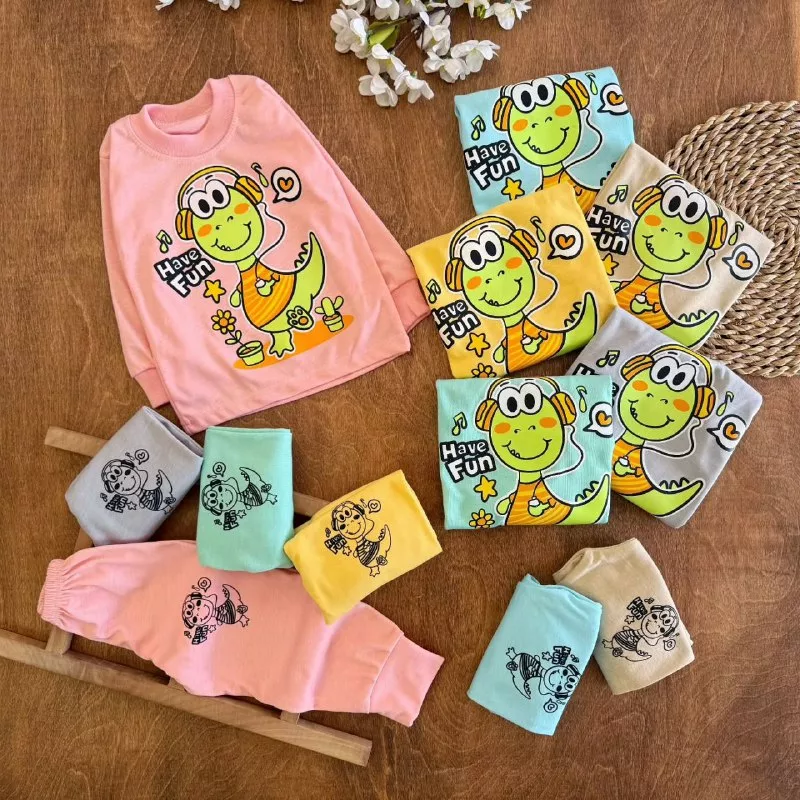 بلوز شلوار دایناسور هدفونی have fun سایز ۴ تا ۶ کد ۵۲۲۵