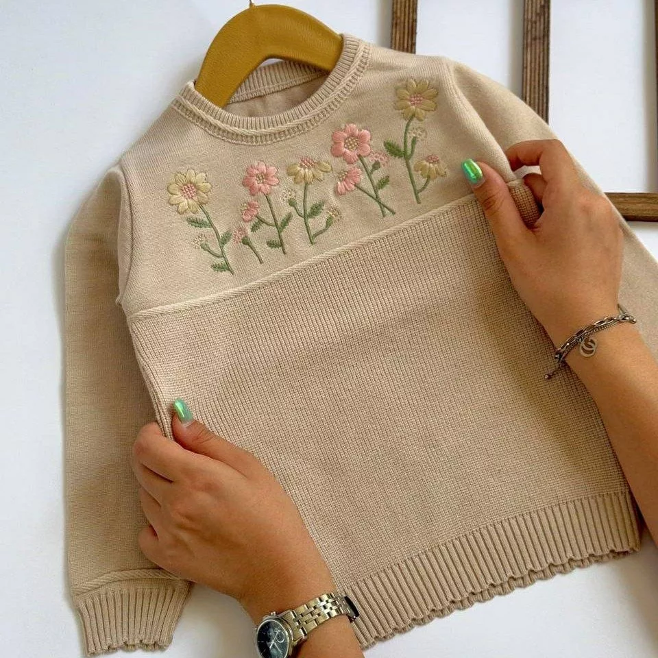 بافت دخترانه باغچه گل مدل گیسو سایز ۴۰ تا ۵۰ کد ۵۲۹۹