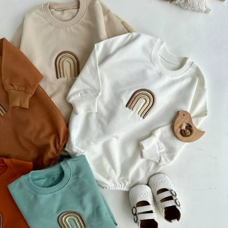 بادی آستین بلند رنگین کمان گلدوزی سایز ۱ تا ۳ کد ۵۲۵۹