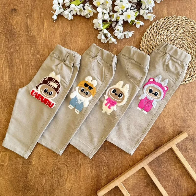 شلوار لی طرح لبوبو پشمالو کرم (ایراددار) کد ۵۲۲۶-1