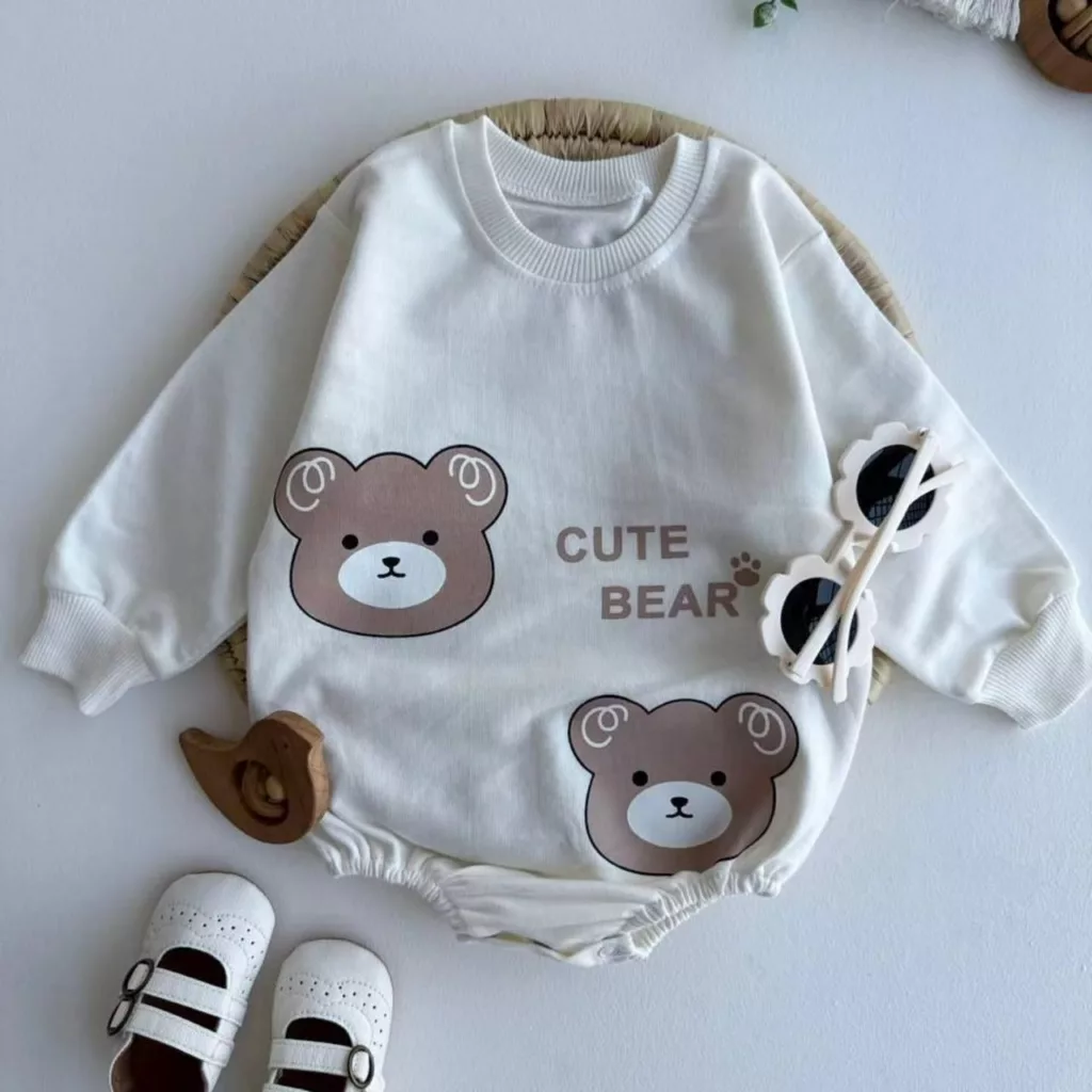 بادی آستین بلند دو خرس کیوت سایز ۱ تا ۳ کد ۵۲۵۷