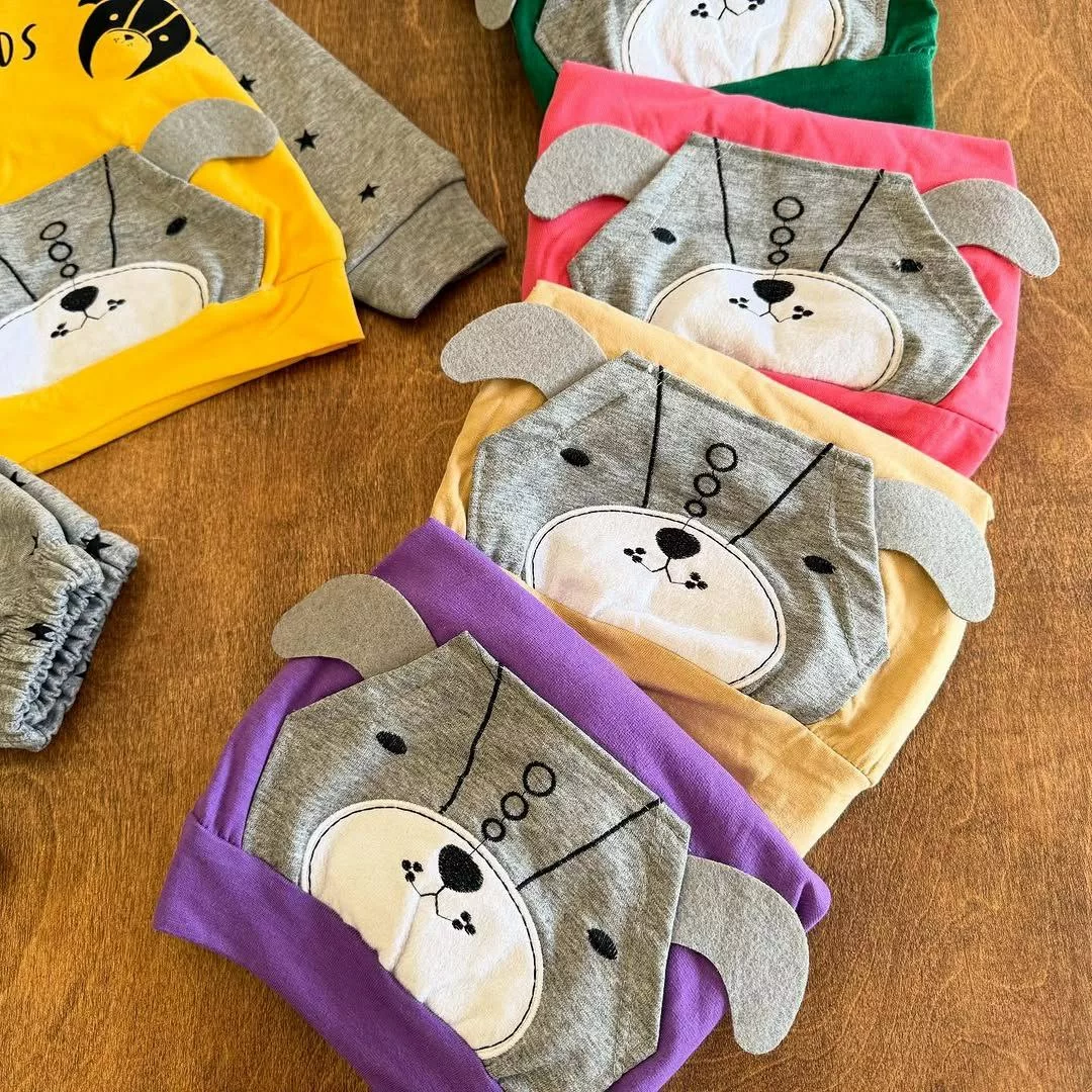 بلوز شلوار سگ گوش دار ستاره ملانژ سایز ۳۵ تا ۴۵ کد ۵۲۱۶