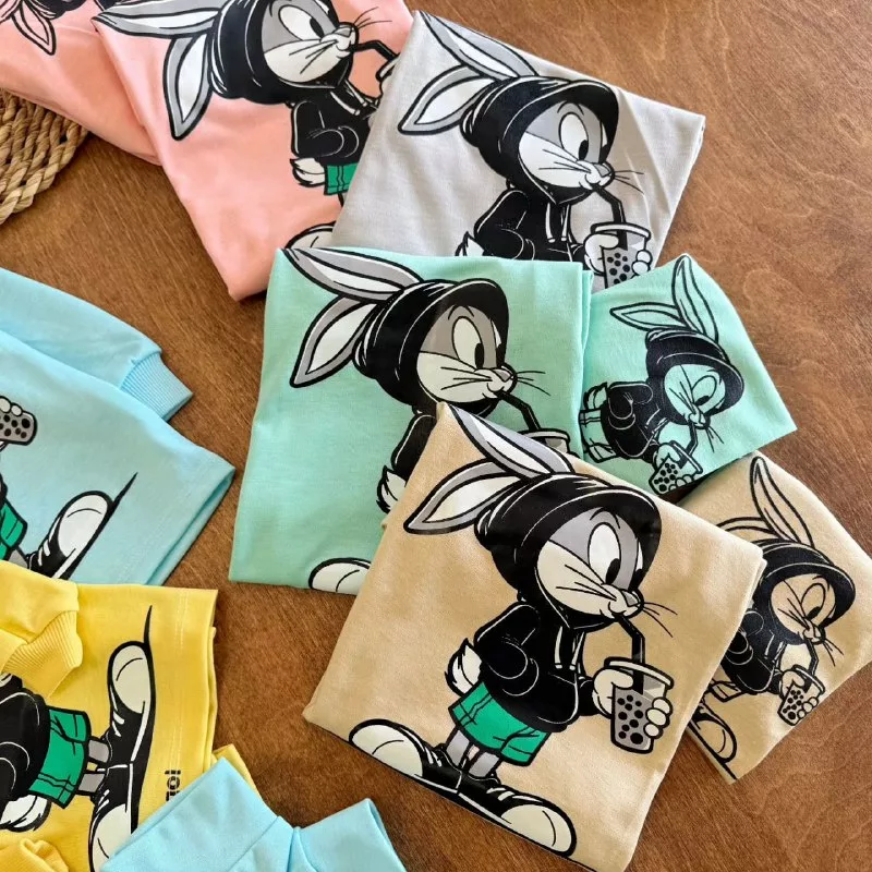 بلوز شلوار خرگوش و نوشیدنی (کم رنگ) سایز ۴ تا ۶ کد ۵۲۸۸