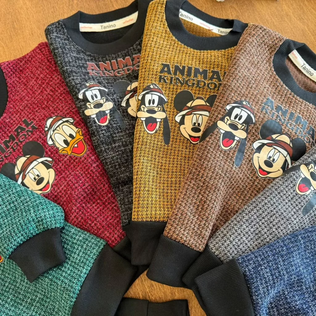 بلوز شلوار بیسکویتی ضخیم میکی و گوفی سایز ۳۵ تا ۵۰ کد ۵۳۰۹