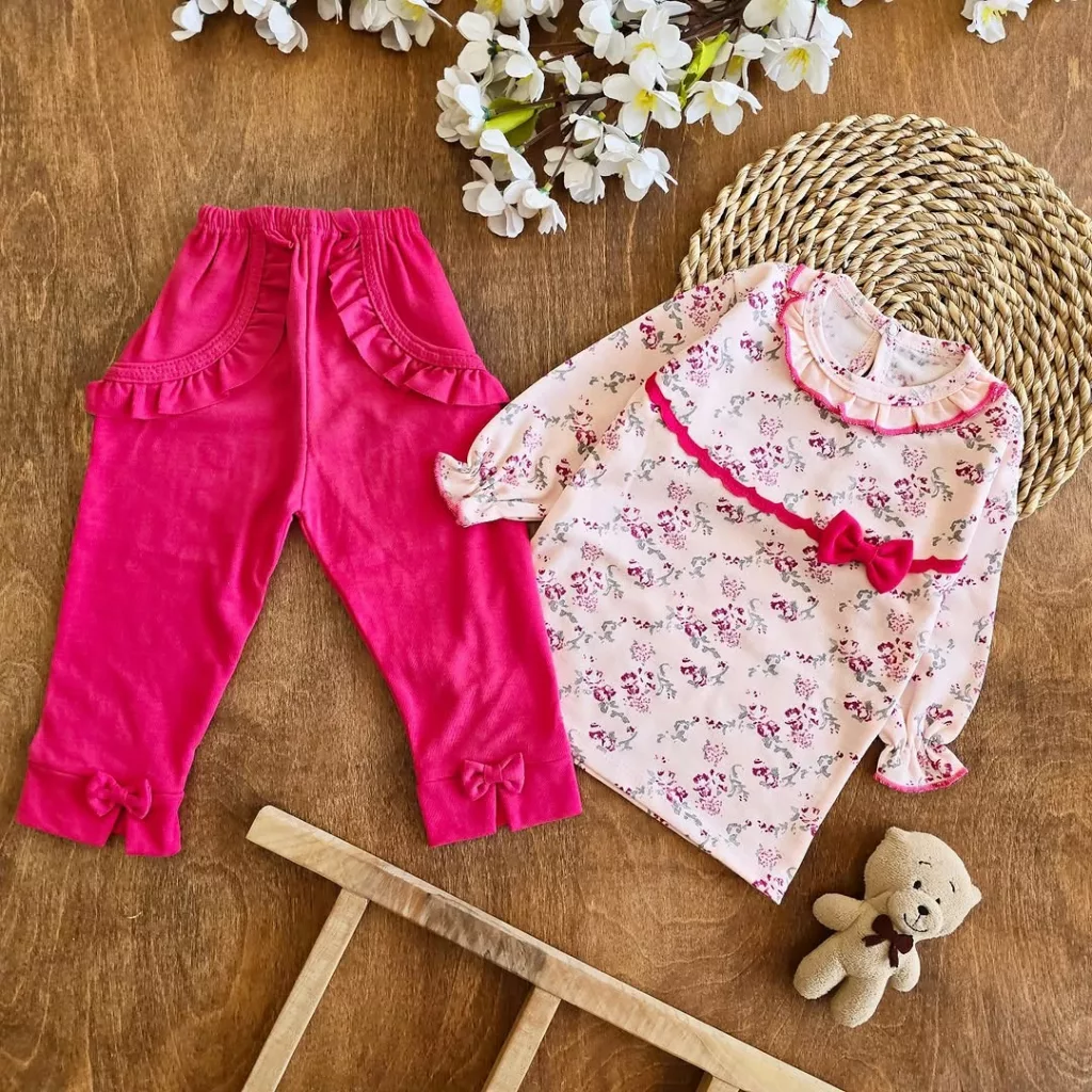 بلوز شلوار گل سرخ سایز 1 تا 5 کد 1717