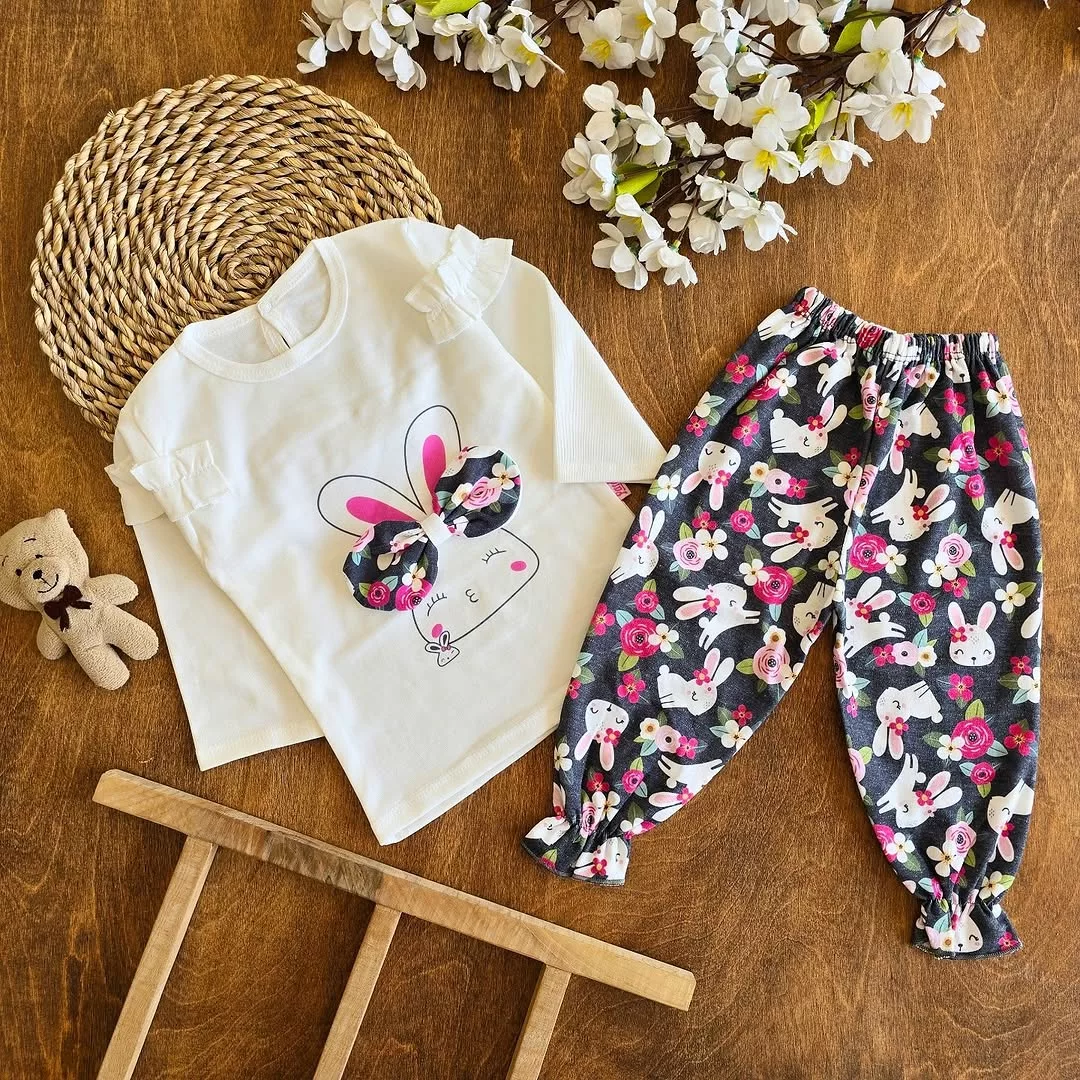 بلوز شلوار خرگوش پاپیونی سایز 1 تا 5 کد 4093