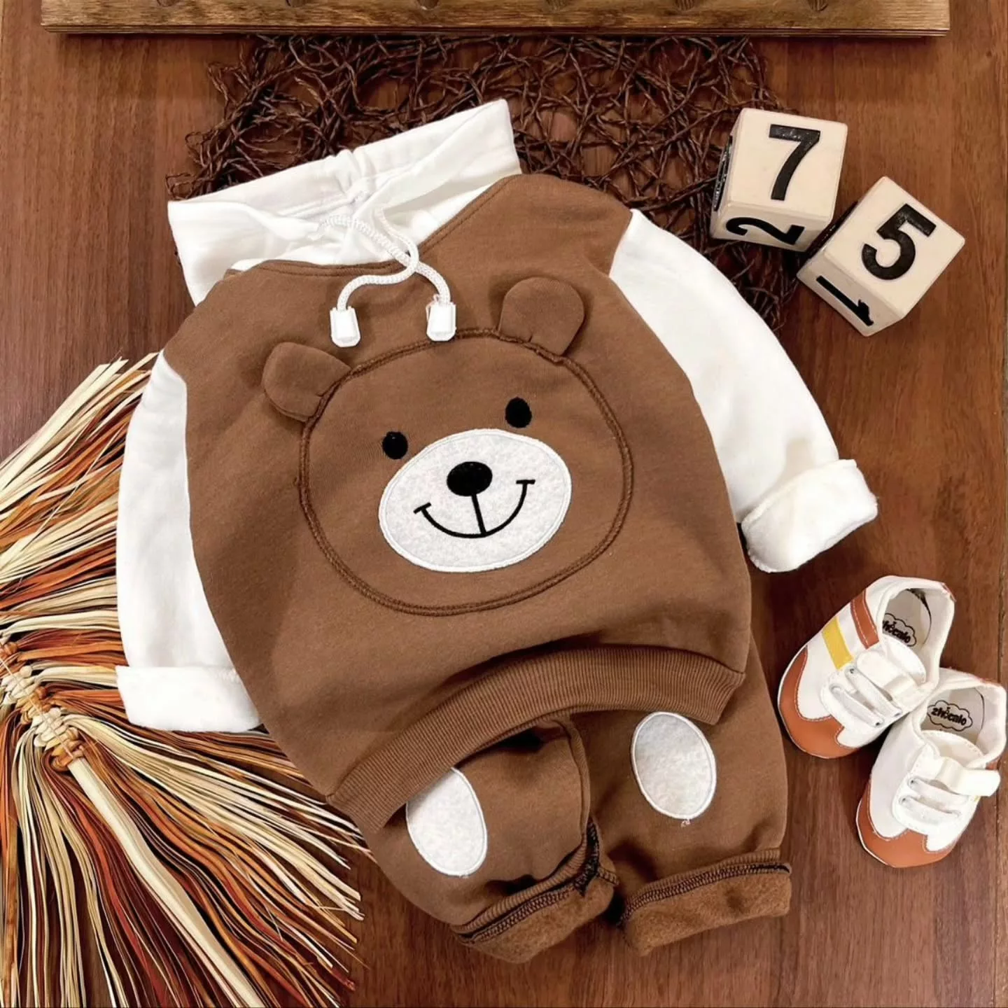 هودی شلوار توکرکی خرس گوش دار کد 5219