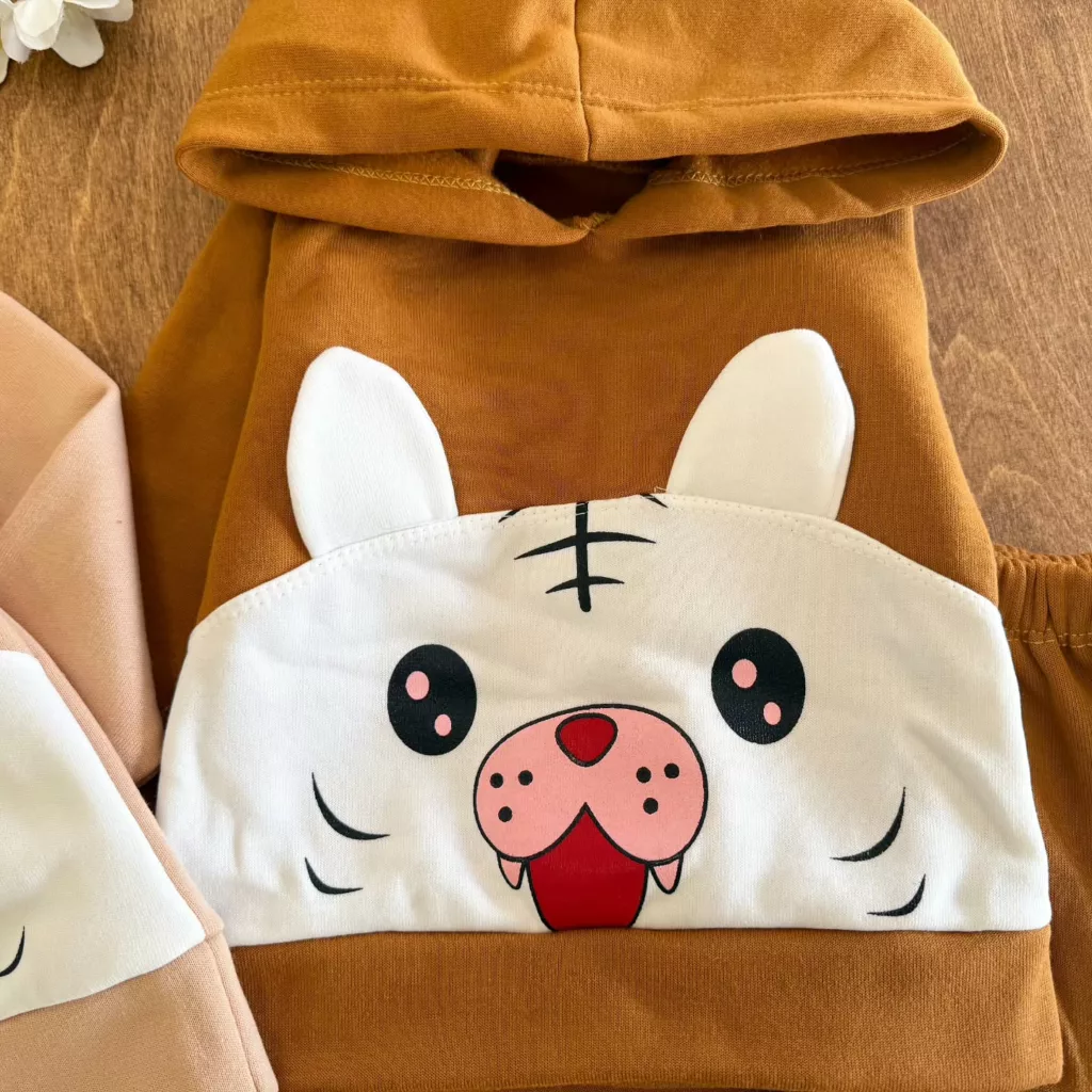 هودی شلوار توکرکی ببر گوش دار سایز 35،40 کد 3845