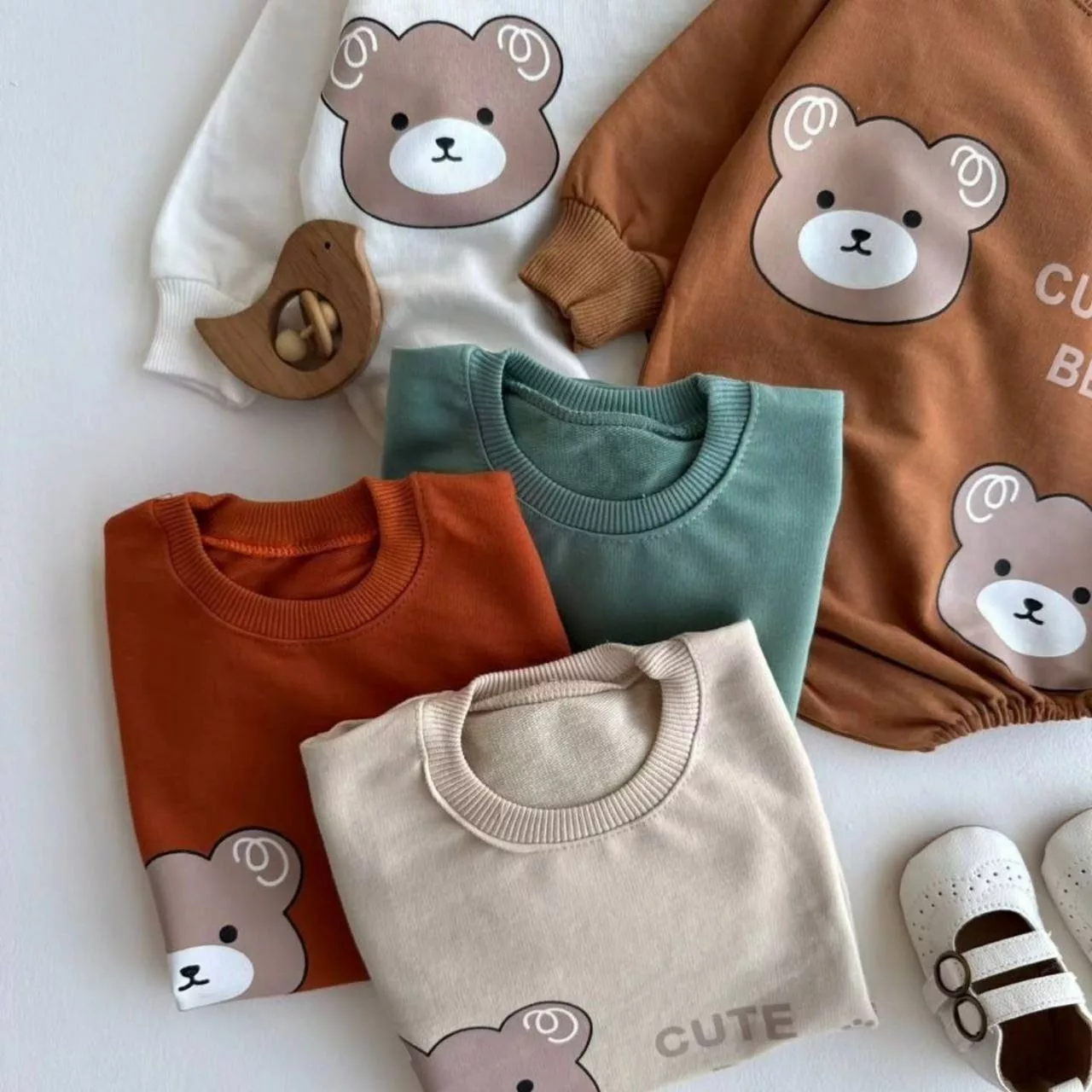 بادی آستین بلند دو خرس کیوت سایز ۱ تا ۳ کد ۵۲۵۷