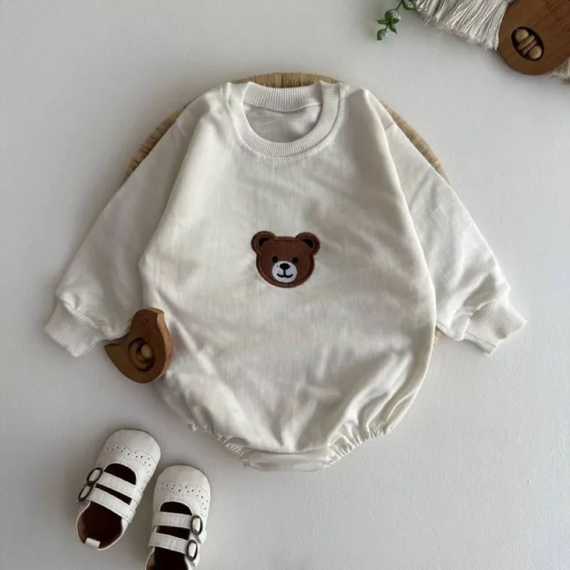 بادی آستین بلند خرس تدی گلدوزی سایز ۱ تا ۳ کد ۵۲۵۸