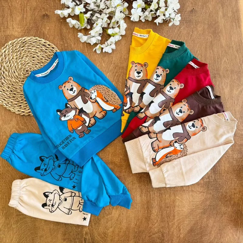 بلوز شلوار خرس روباه جوجه تیغی سایز ۳۵ تا ۴۵ کد ۵۲۴۵