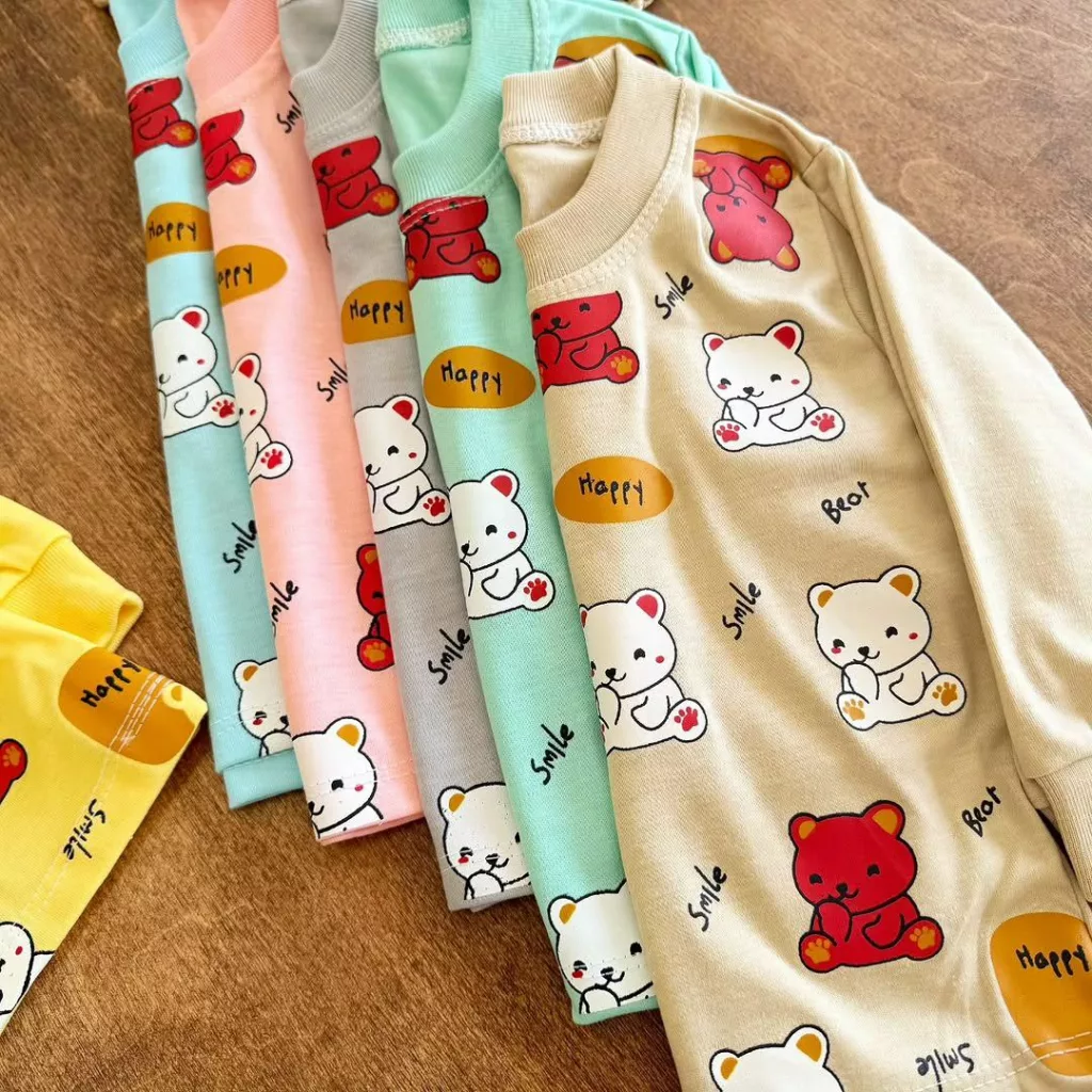 بلوز شلوار خرس سفید قرمز سایز ۴ تا ۶ کد ۵۲۳۵