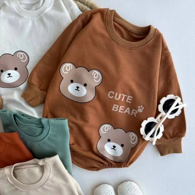 بادی آستین بلند دو خرس کیوت سایز ۱ تا ۳ کد ۵۲۵۷