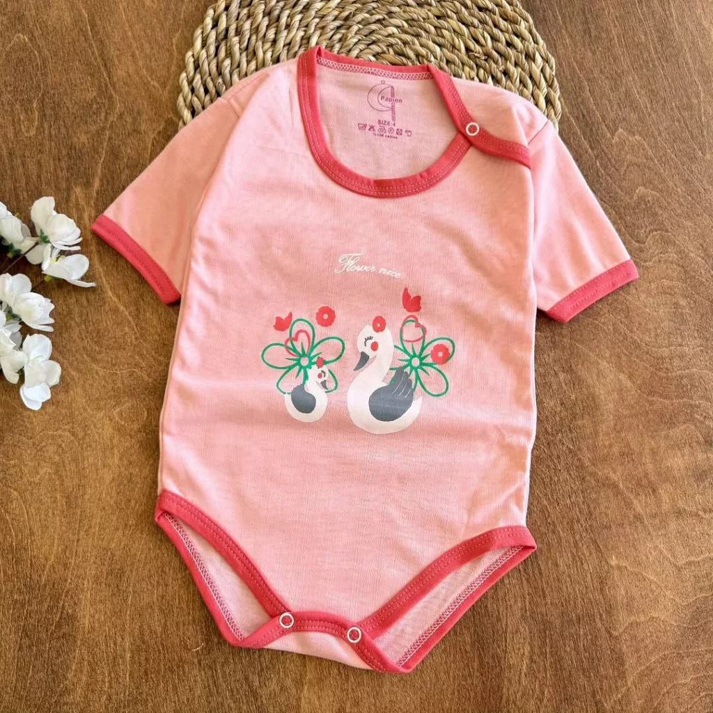 بادی آستین کوتاه طرح قو سایز ۱ تا ۶ کد ۵۲۱۱