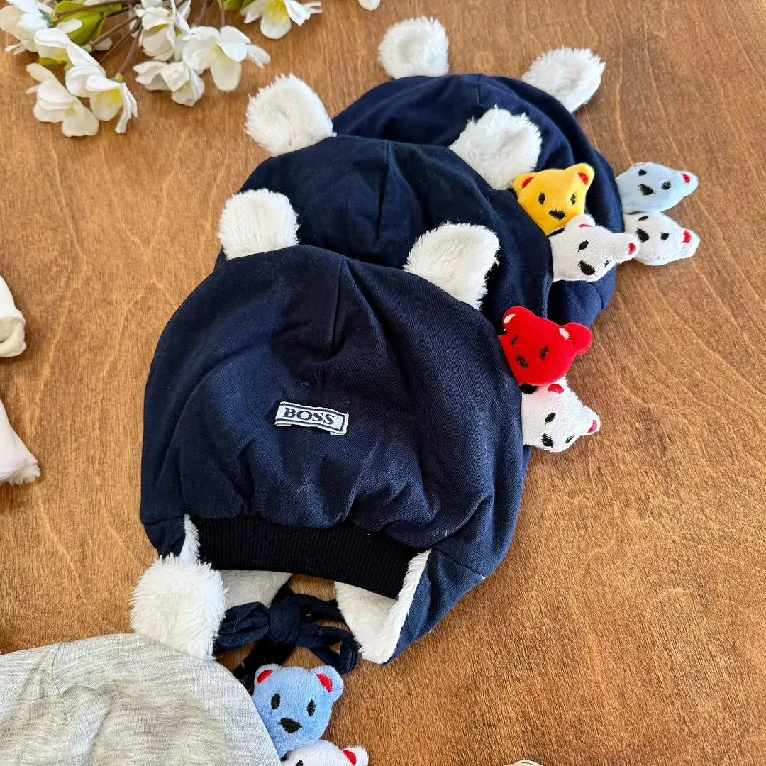 کلاه نخ پنبه پولیشی بغل عروسکی گوشدار کد ۵۲۷۱