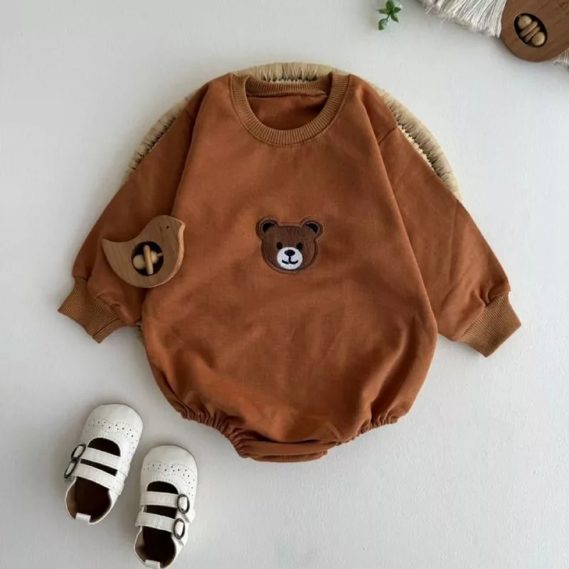 بادی آستین بلند خرس تدی گلدوزی سایز ۱ تا ۳ کد ۵۲۵۸