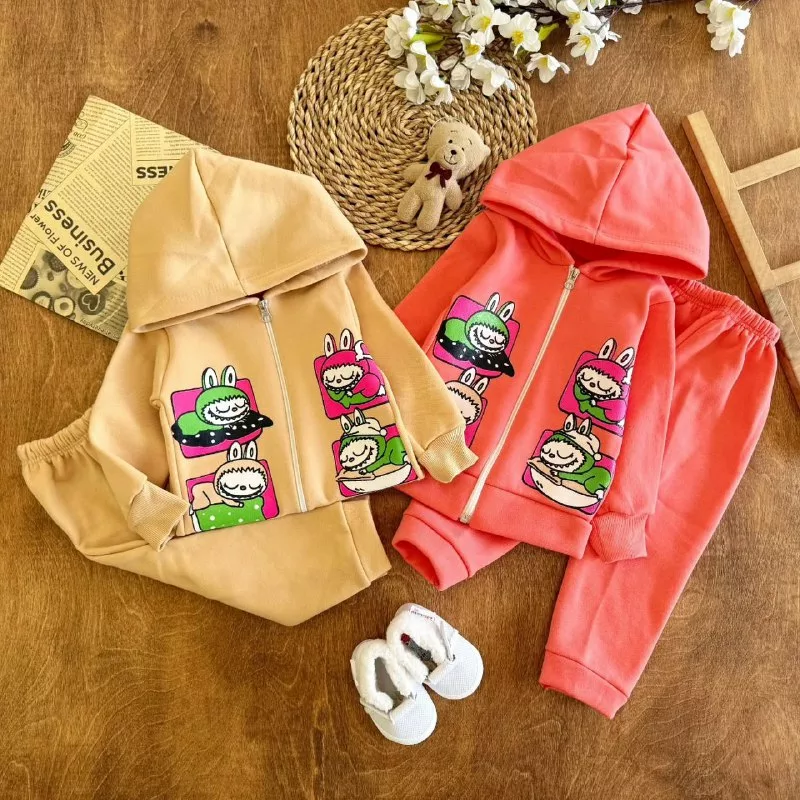 سویشرت شلوار توکرکی لبوبو خوابالو سایز ۳۵،۴۰ کد ۵۲۹۲