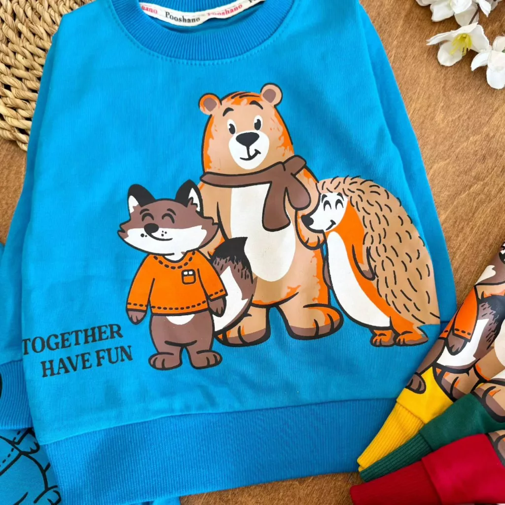 بلوز شلوار خرس روباه جوجه تیغی سایز ۳۵ تا ۴۵ کد ۵۲۴۵