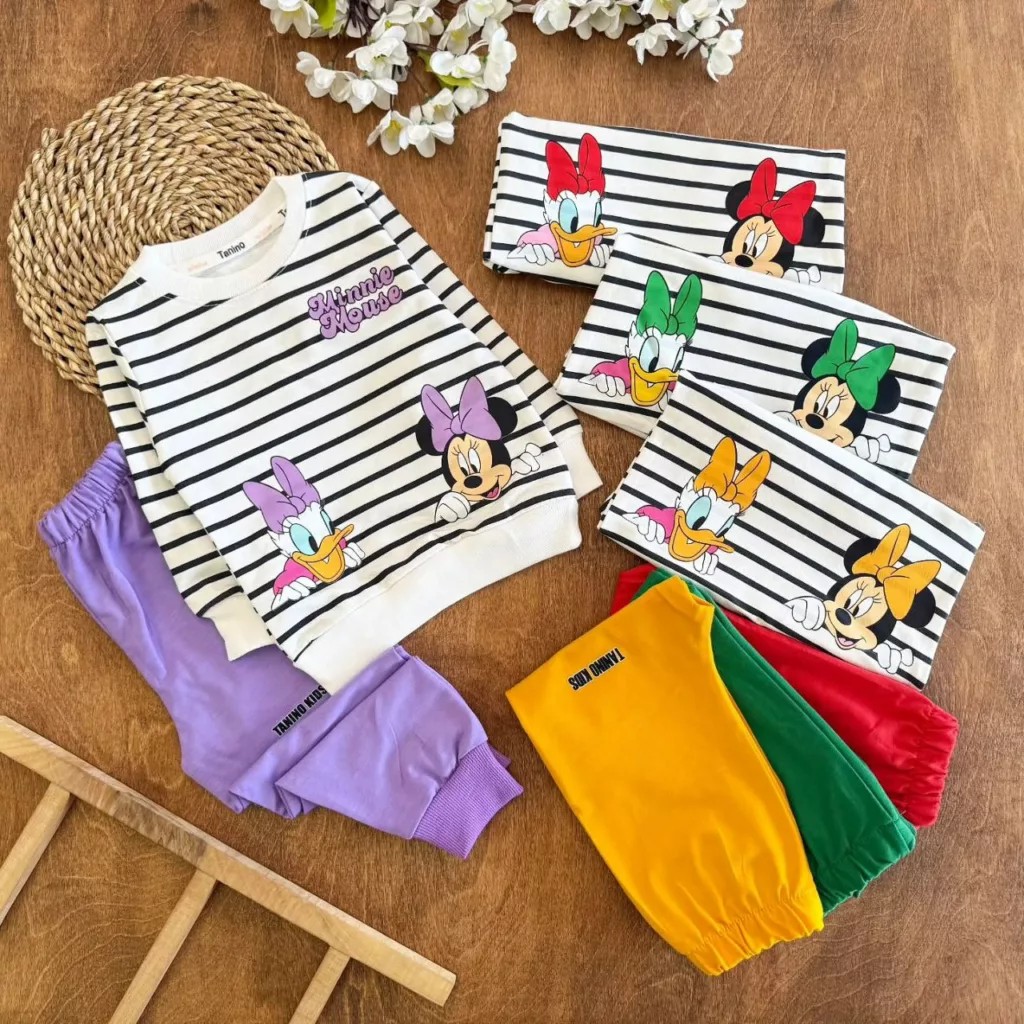 بلوز شلوار راه راه مینی موس سایز ۳۵ تا ۴۵ کد ۵۲۴۴